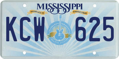 MS license plate KCW625