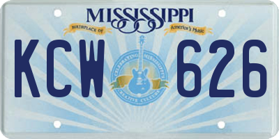 MS license plate KCW626