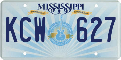 MS license plate KCW627