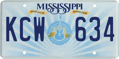 MS license plate KCW634