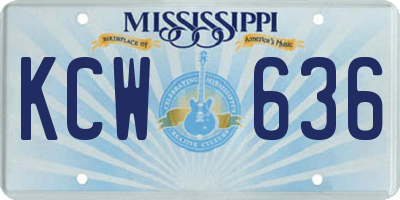 MS license plate KCW636