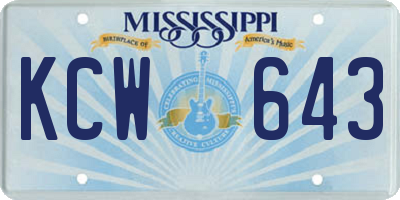 MS license plate KCW643