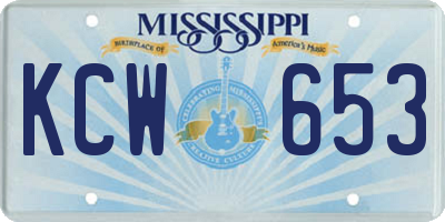 MS license plate KCW653