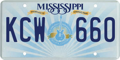 MS license plate KCW660