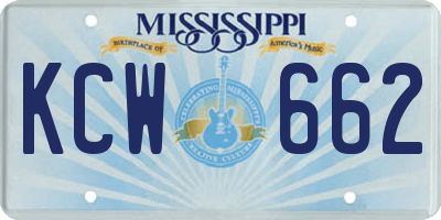 MS license plate KCW662