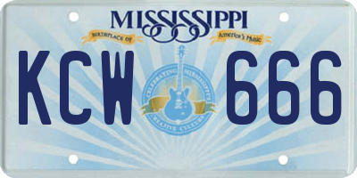 MS license plate KCW666