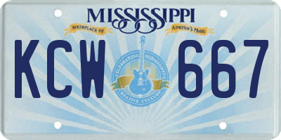 MS license plate KCW667