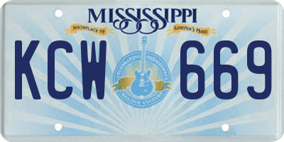 MS license plate KCW669