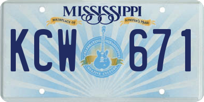 MS license plate KCW671