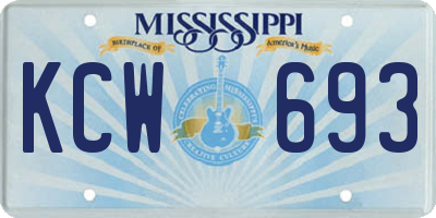 MS license plate KCW693
