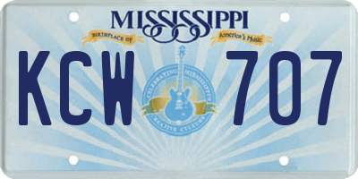 MS license plate KCW707