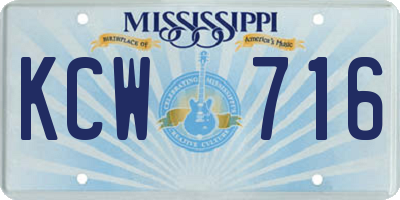 MS license plate KCW716
