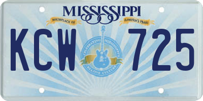 MS license plate KCW725