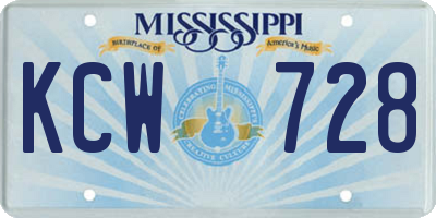 MS license plate KCW728