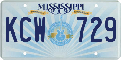 MS license plate KCW729