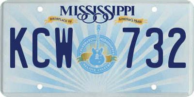 MS license plate KCW732