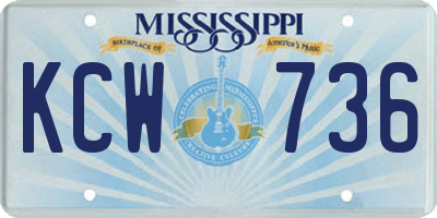 MS license plate KCW736
