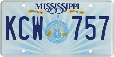 MS license plate KCW757