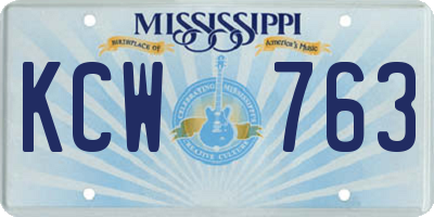 MS license plate KCW763