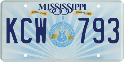 MS license plate KCW793