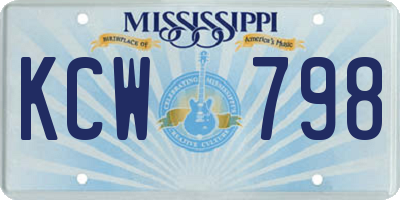 MS license plate KCW798