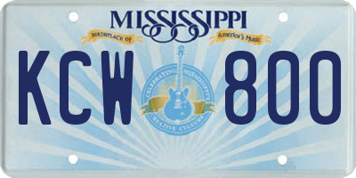 MS license plate KCW800