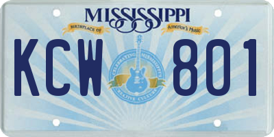 MS license plate KCW801