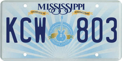 MS license plate KCW803