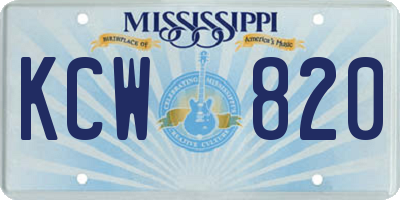MS license plate KCW820