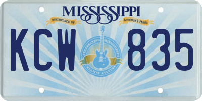 MS license plate KCW835