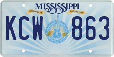 MS license plate KCW863