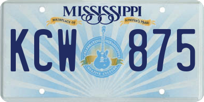 MS license plate KCW875