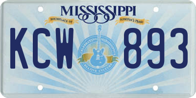 MS license plate KCW893