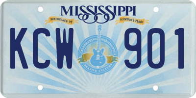 MS license plate KCW901