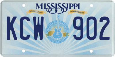 MS license plate KCW902