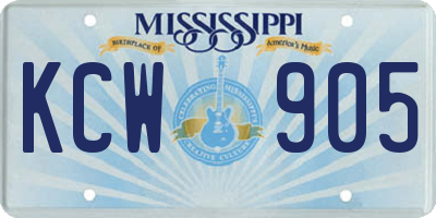 MS license plate KCW905
