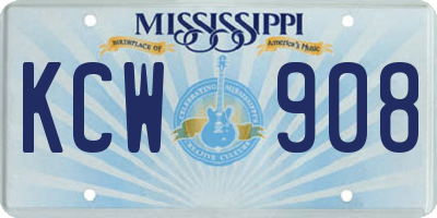 MS license plate KCW908