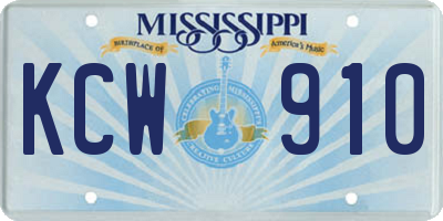 MS license plate KCW910