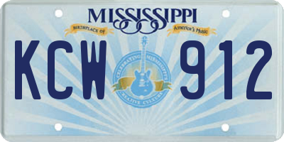 MS license plate KCW912