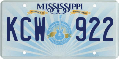 MS license plate KCW922