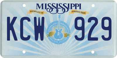 MS license plate KCW929