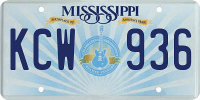 MS license plate KCW936
