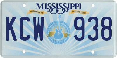 MS license plate KCW938