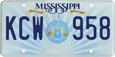 MS license plate KCW958