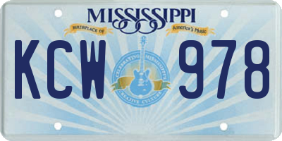 MS license plate KCW978