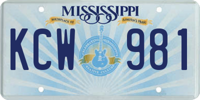 MS license plate KCW981