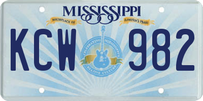 MS license plate KCW982
