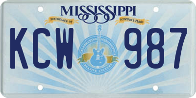 MS license plate KCW987