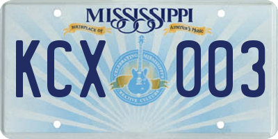 MS license plate KCX003