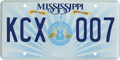 MS license plate KCX007